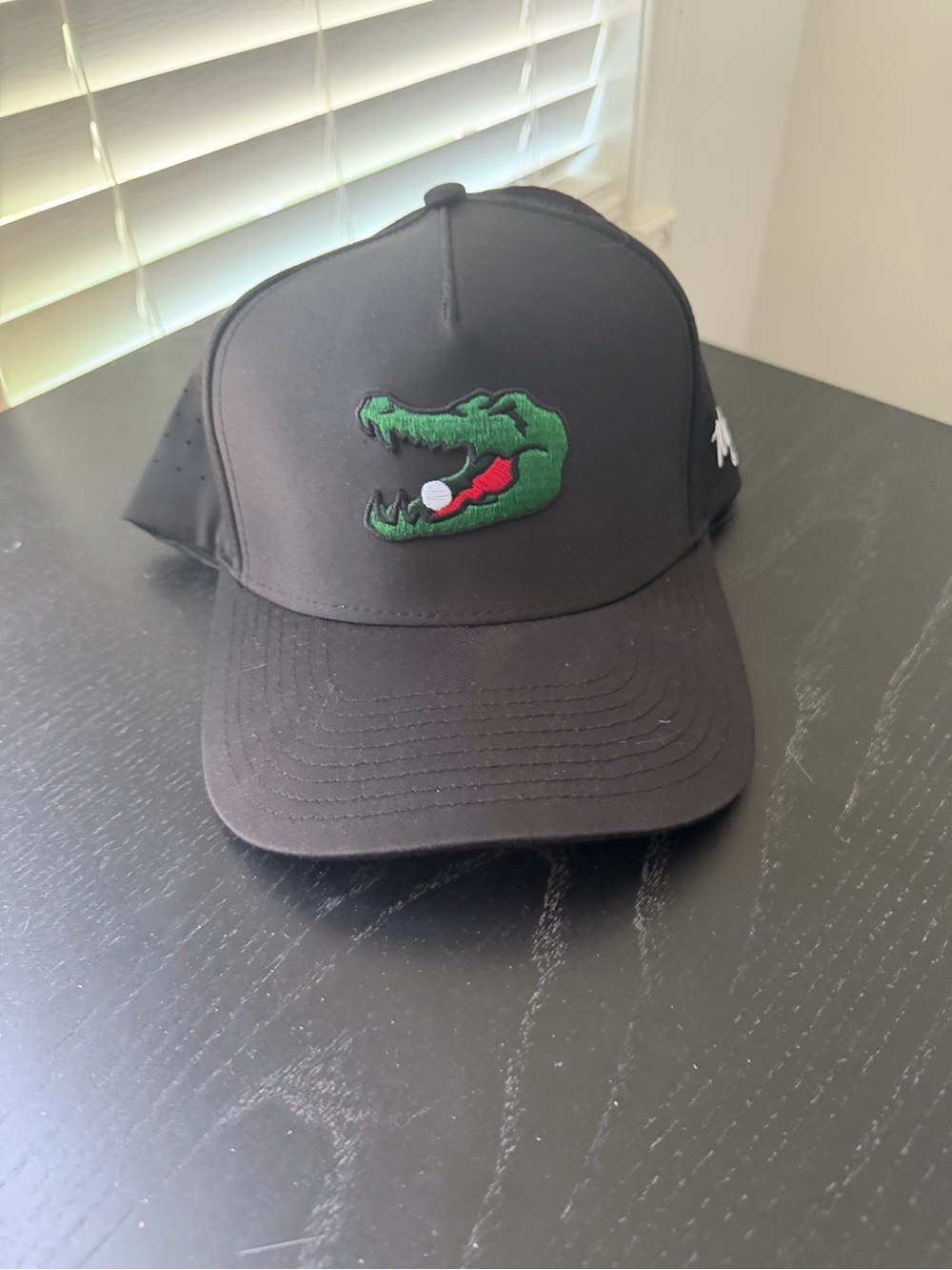 Waggle Golf - Black Cap with Green Crocodile Logo